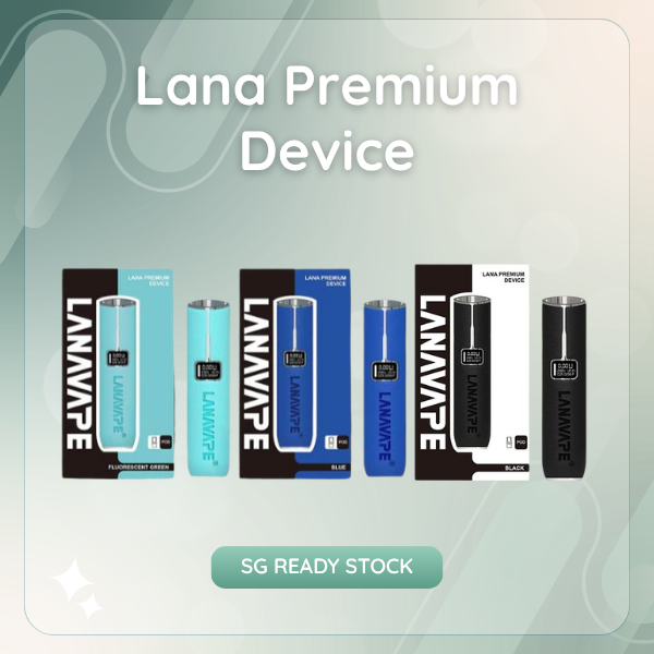 Lana Premium Device rechargeable vape kit in sleek metallic finish with smart LED light indicator