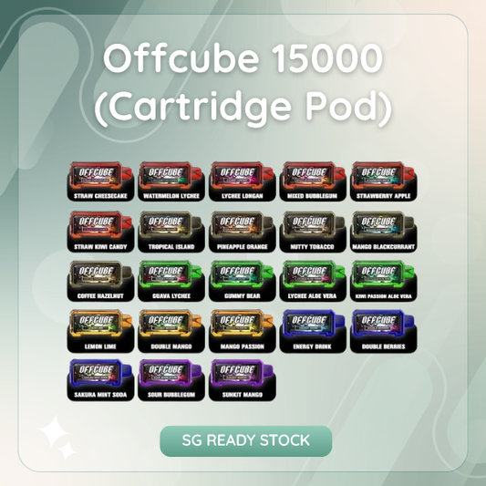 Offcube 15000 prefilled cartridge pod with transparent e-liquid indicator and mouthpiece
