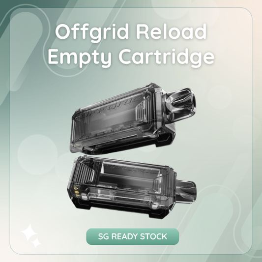 Offgrid Reload Empty Cartridge with transparent pod body and refill plug
