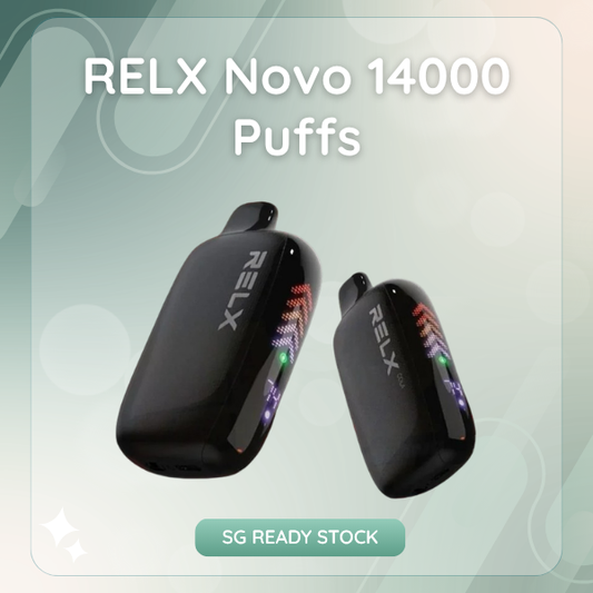 RELX Novo 14000 Puffs disposable vape featuring a smart digital LED display screen  
